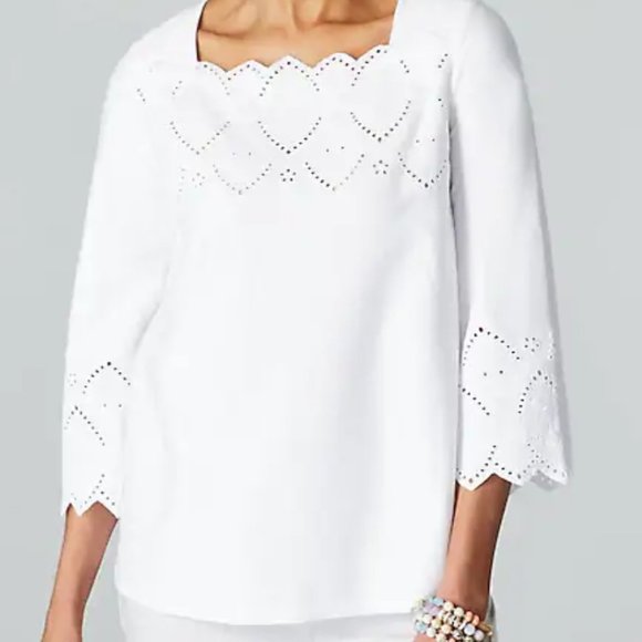 J. Jill Tops - NWT JJill Eyelit Trimmed Top Large